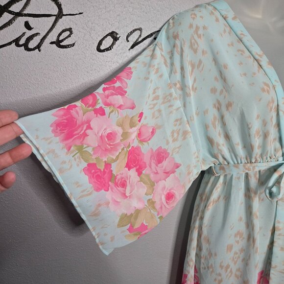 Floral Delicate Chiffon Robe by Cinema Etoile, Rose Chee, S - Picture 2 of 5